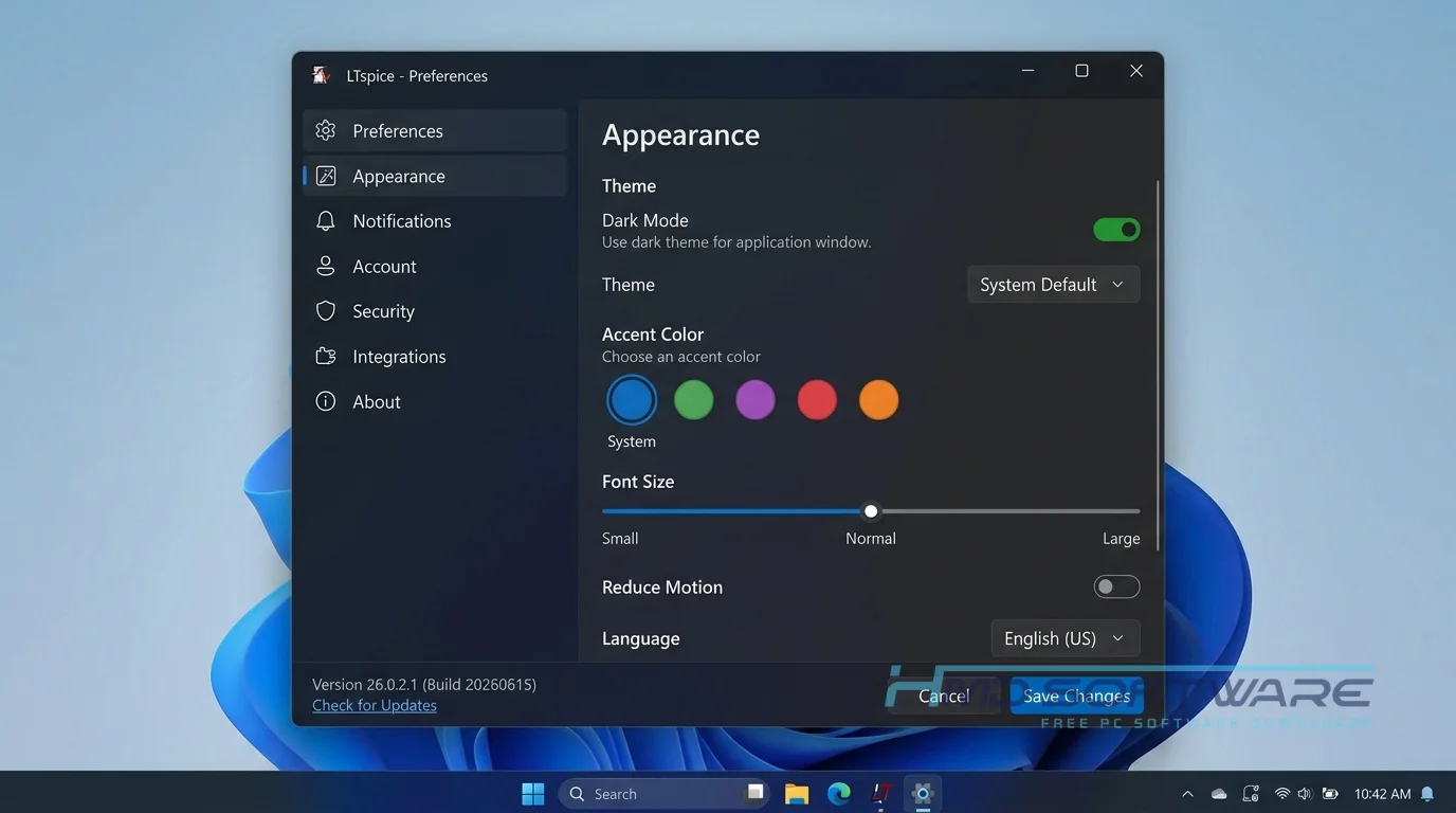 LTspice Settings Appearance window by HMD Software
