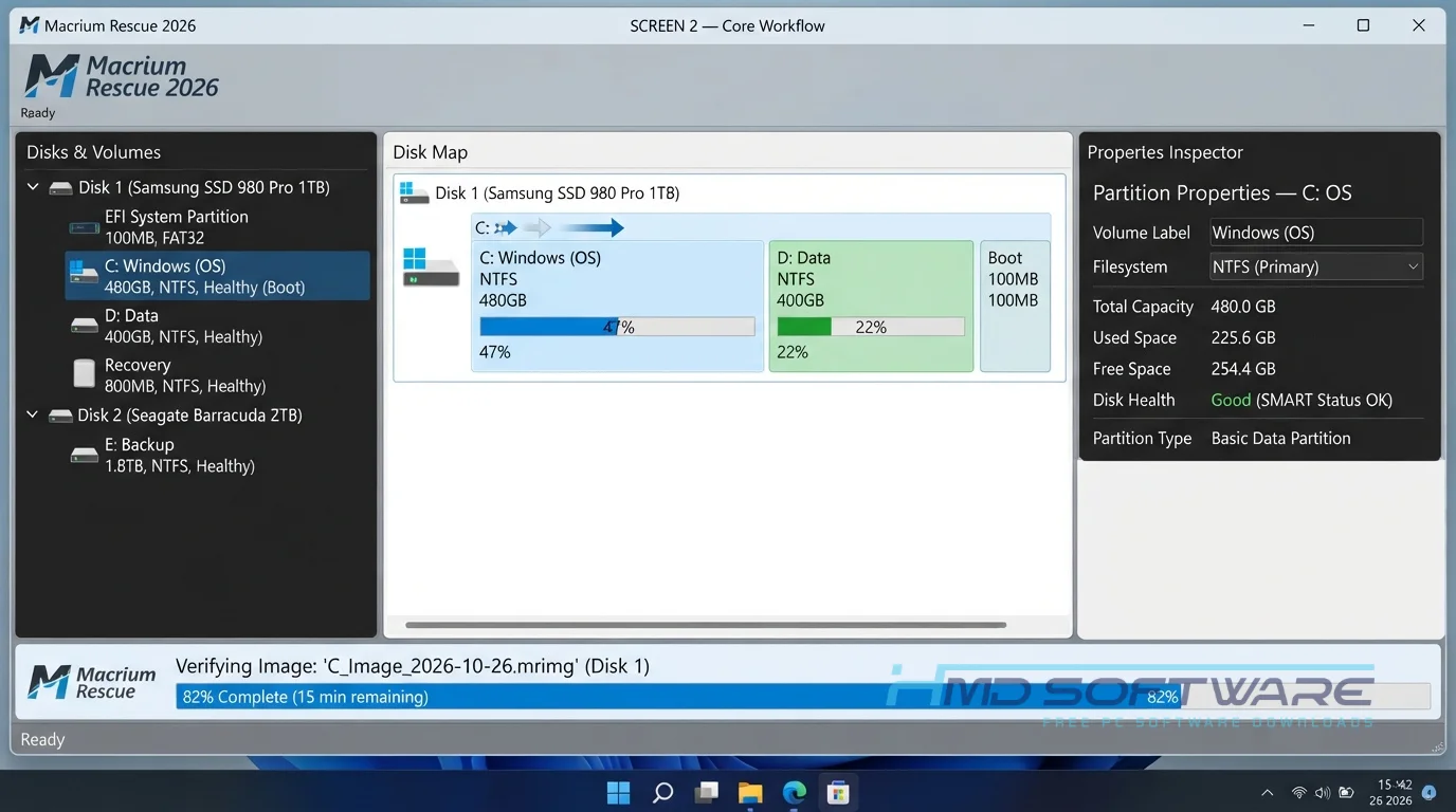 Macrium Reflect Rescue disk imaging work by HMD Software