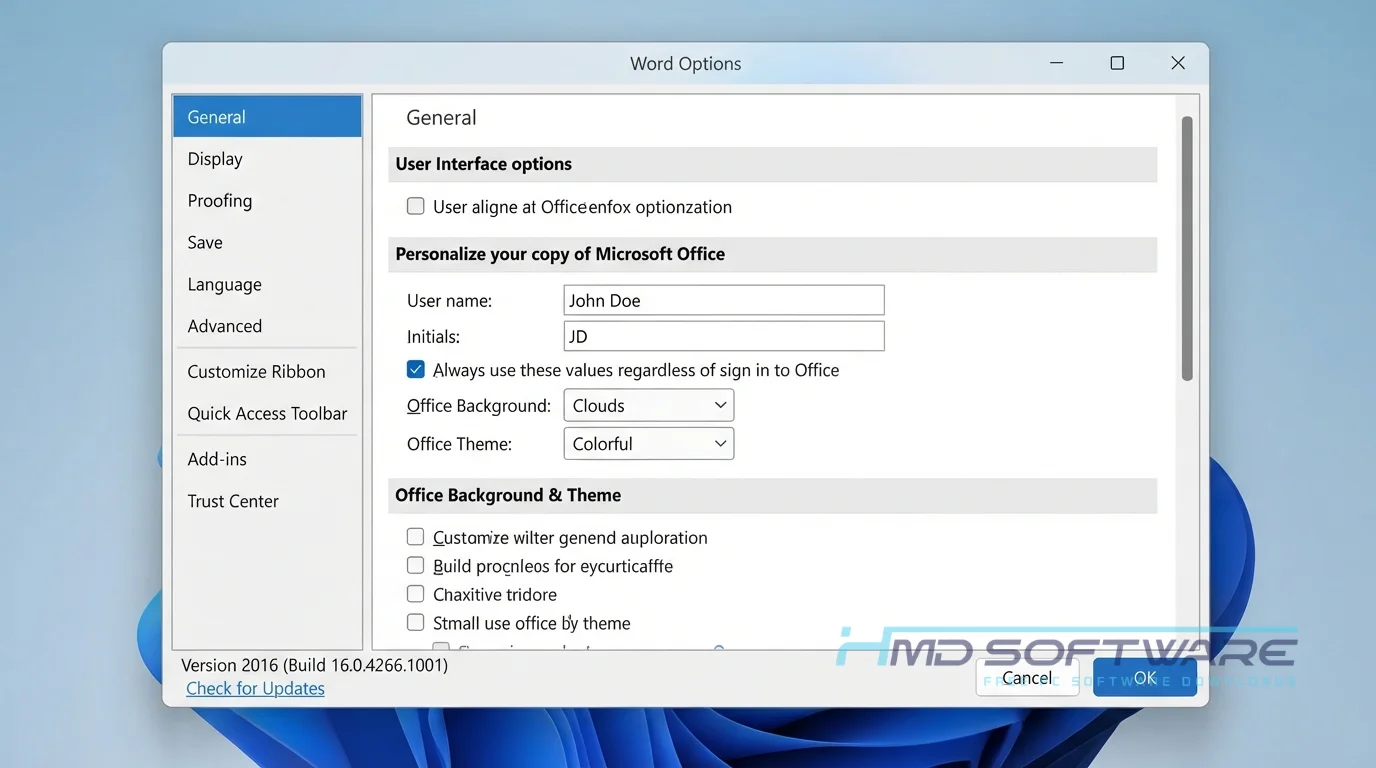 Microsoft Office 2016 Settings Windows by HMD Software