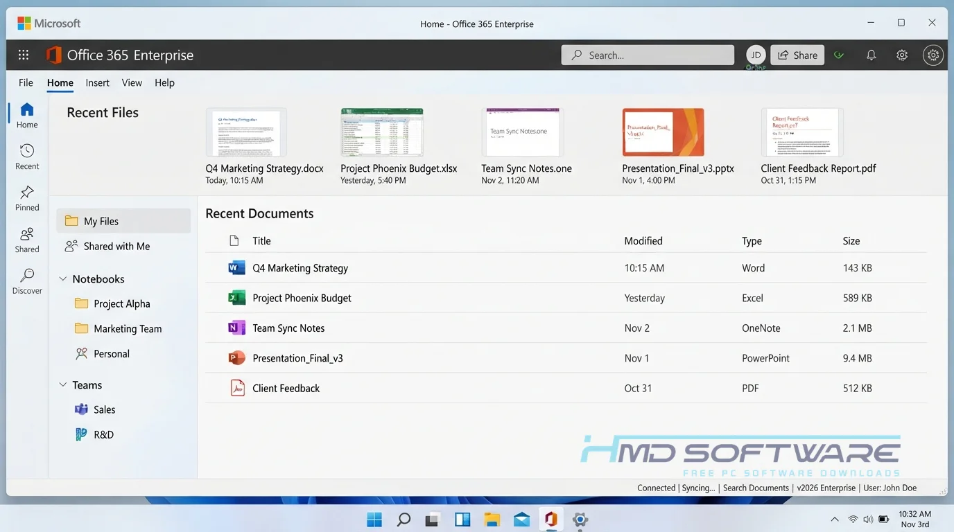 Microsoft Office 365 Enterprise UI by HMD Software