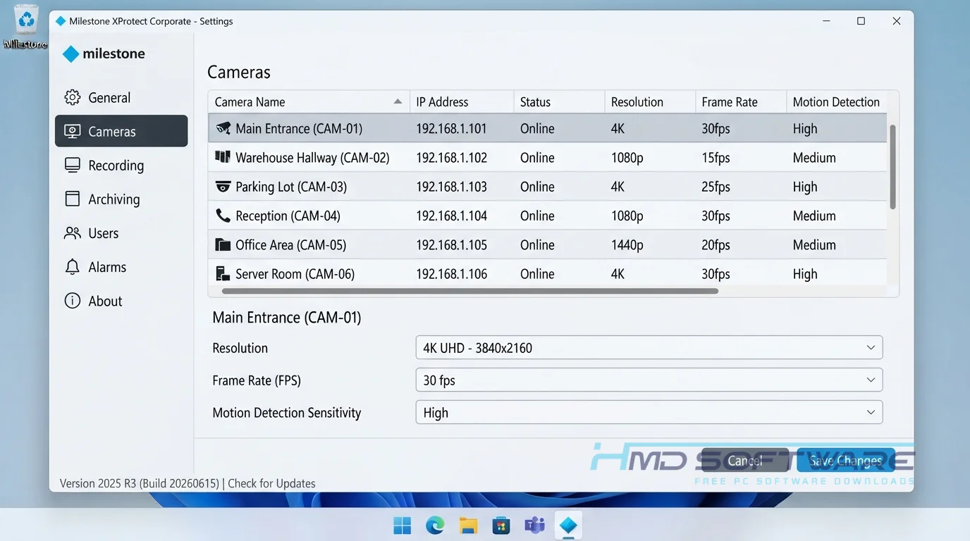 Milestone XProtect Corporate 2025 system settings HQ by HMD Software