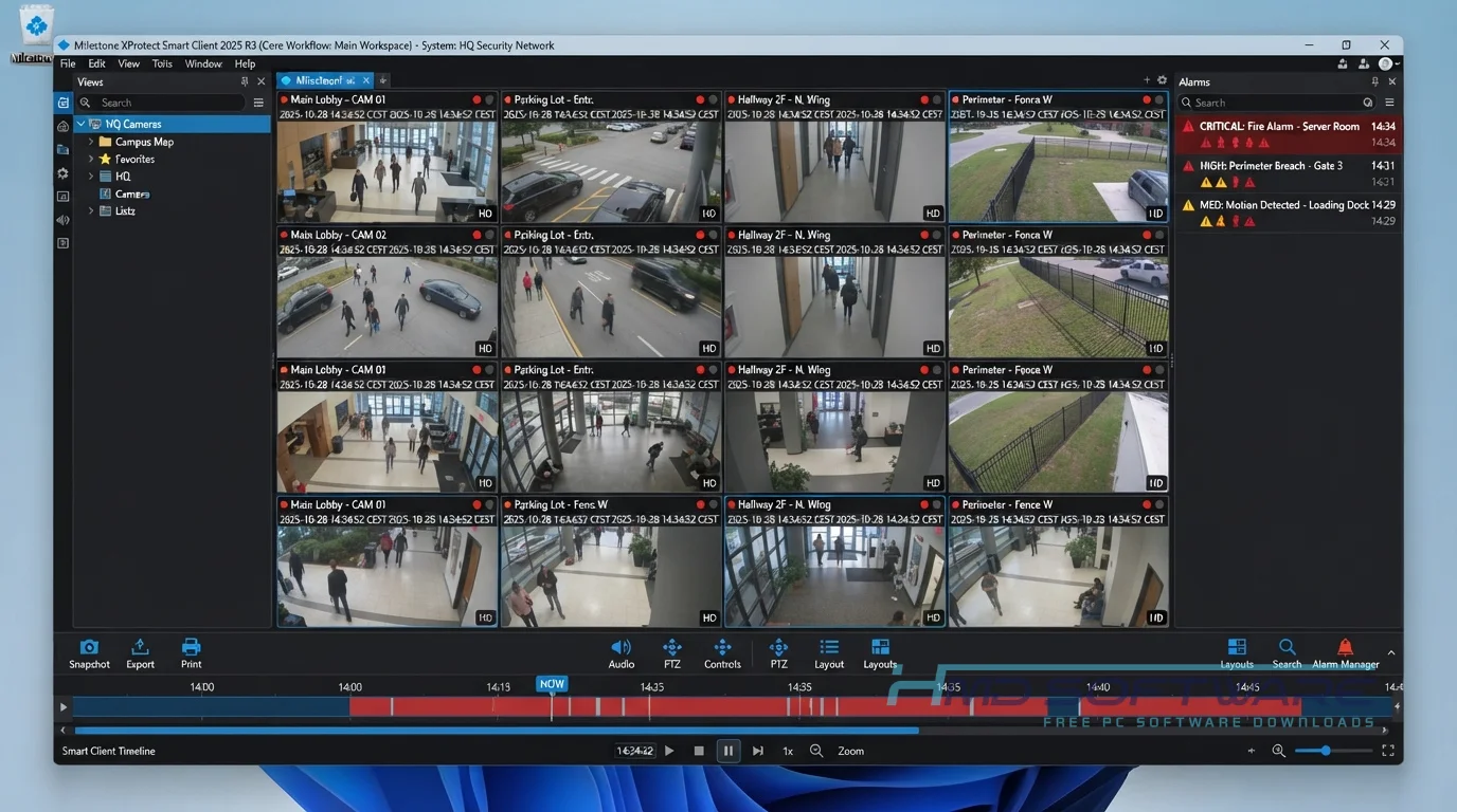 Milestone XProtect Corporate 2025 system workflow HQ by HMD Software