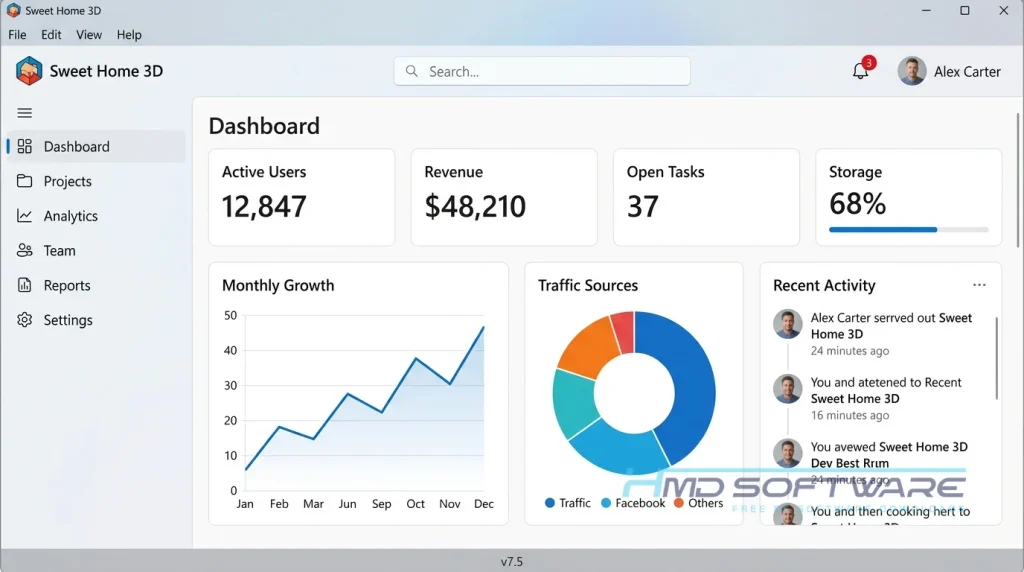Sweet Home 3D 7.5 Dashboard by HMD Software