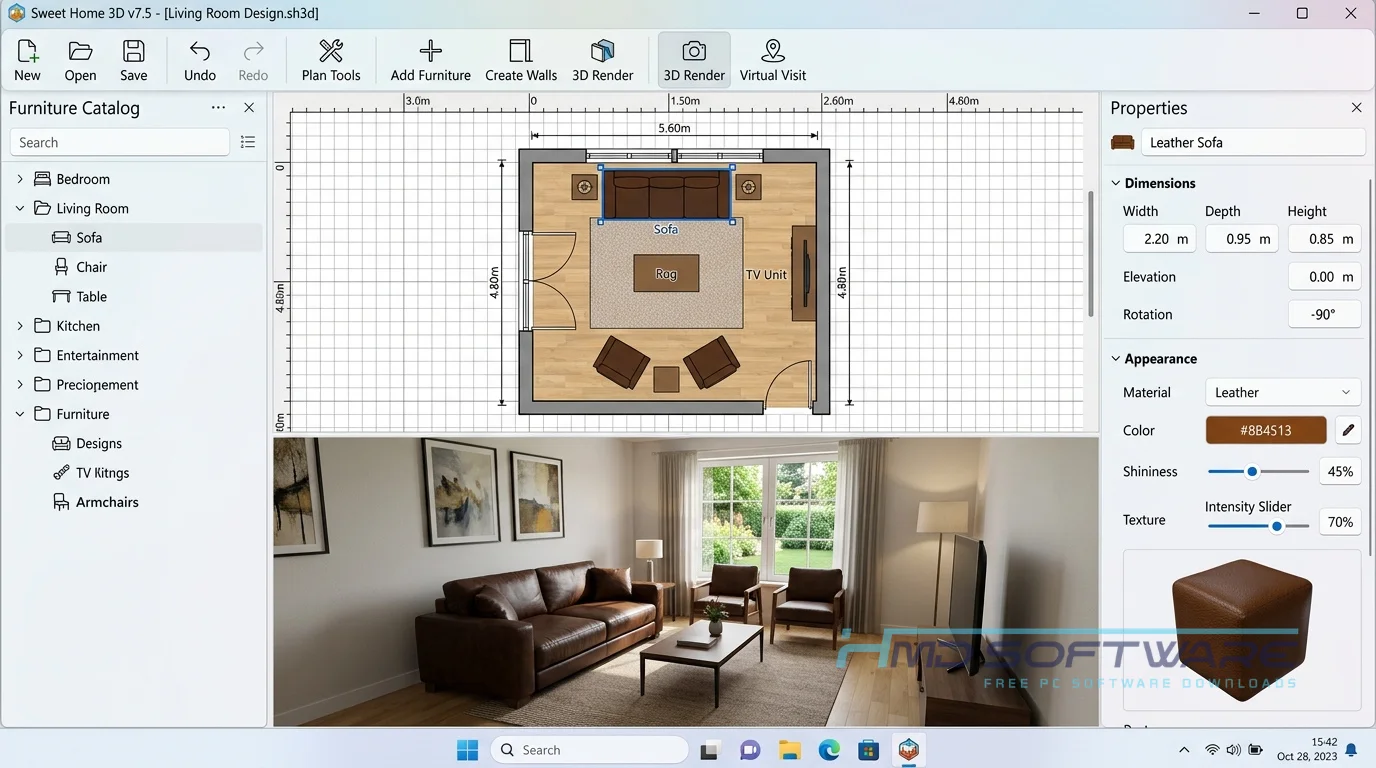 Sweet Home 3D 7.5 Main features and workflow by HMD Software