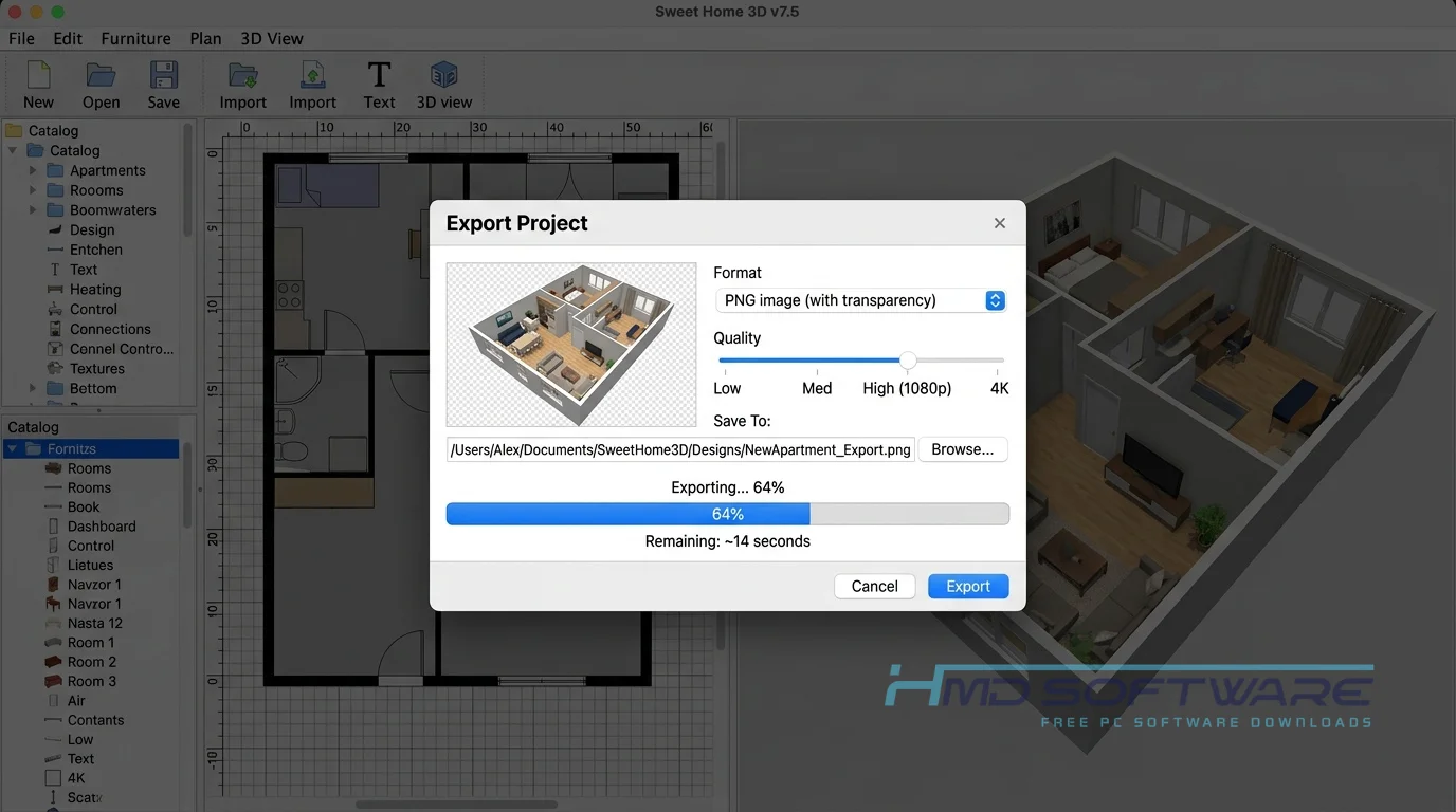 Sweet Home 3D Export Modal by HMD Software