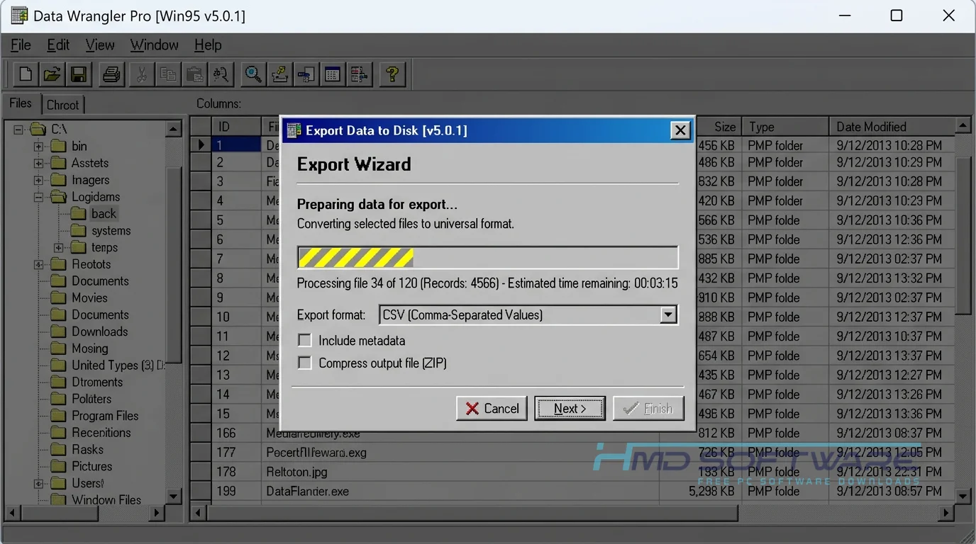 Windows 95 Electron App modal dialog export by HMD Software